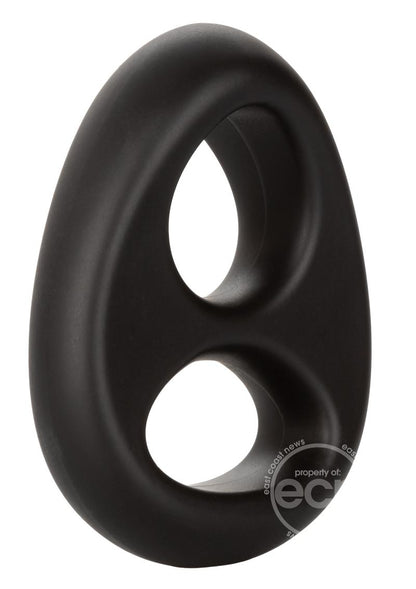 Ultra-Soft Dual Ring Silicone Cock Ring - Black