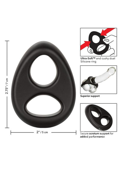 Ultra-Soft Dual Ring Silicone Cock Ring - Black