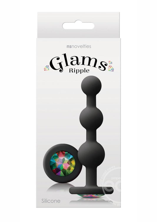 Glams Ripple Silicone Plug Rainbow Gem 4.49in - Black