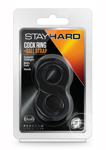 Stay Hard Cock Ring and Ball Strap - Black