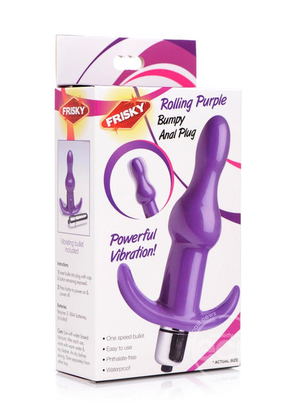 Frisky Rolling Purple Bumpy Vibrating Anal Plug - Purple