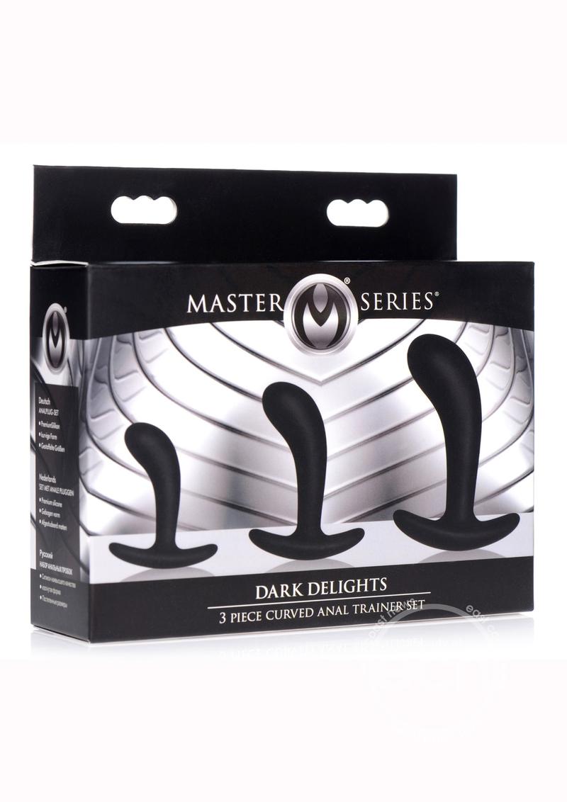 Master Series Dark Delights Curved Silicone Anal Trainer Set (3 piece) - Black