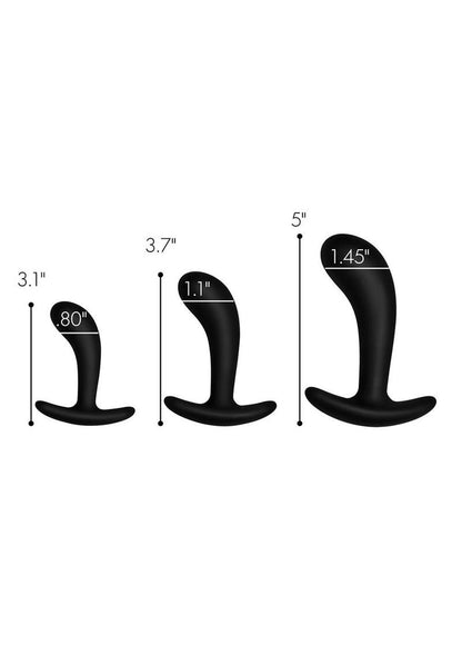 Master Series Dark Delights Curved Silicone Anal Trainer Set (3 piece) - Black