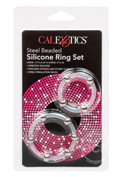 Steel Beaded Silicone Ring Set (2 per set) - Large/XLarge - Clear