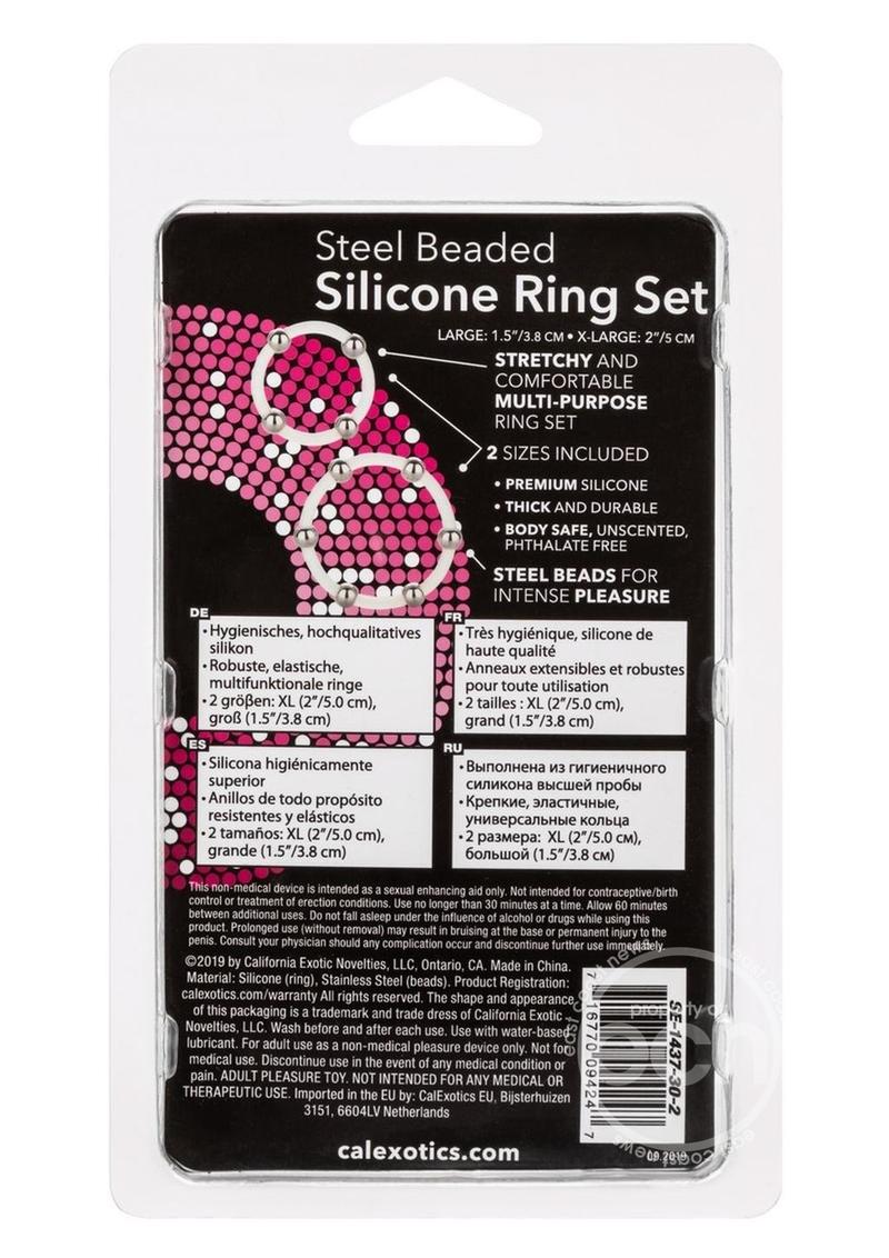 Steel Beaded Silicone Ring Set (2 per set) - Large/XLarge - Clear