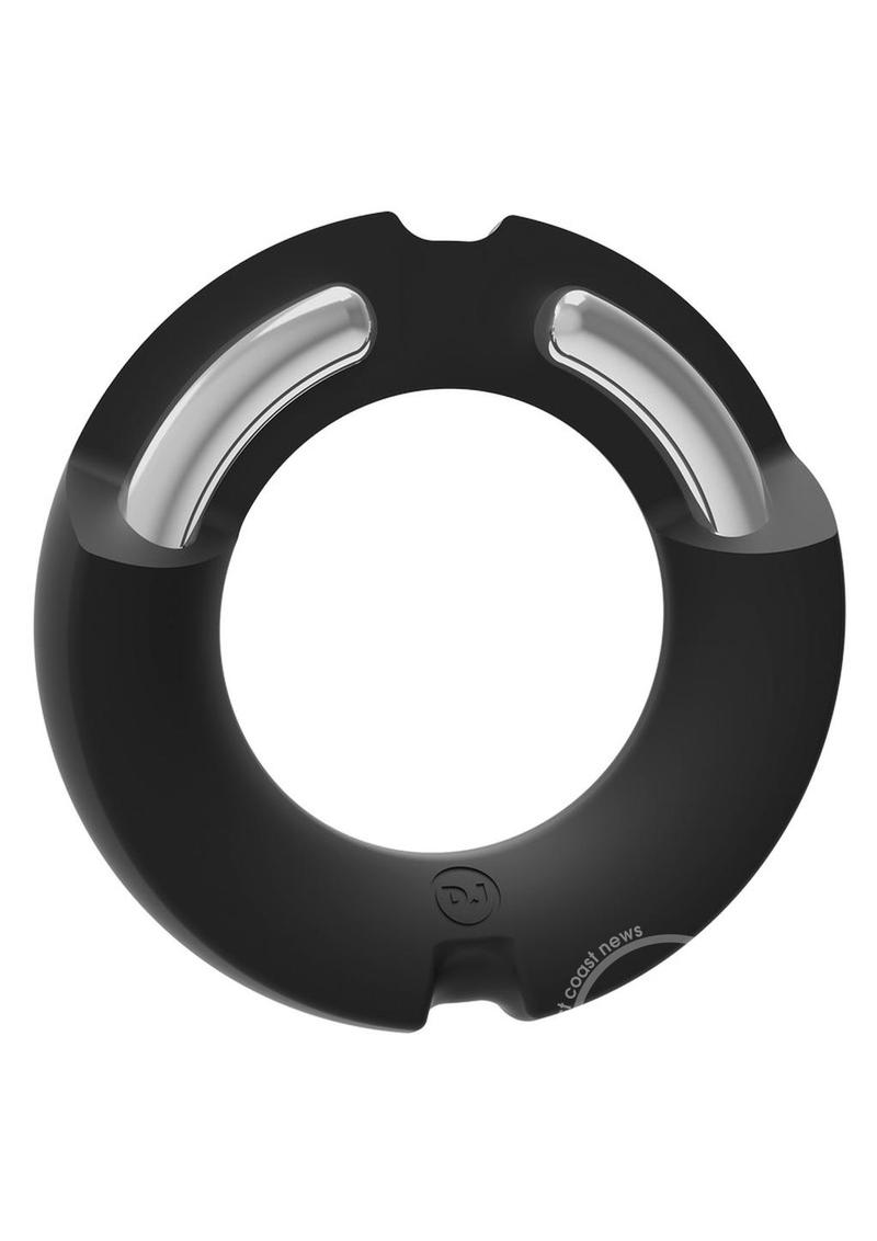 Kink Stretchable Silicone-Covered Metal Cock Ring - 45mm - Black