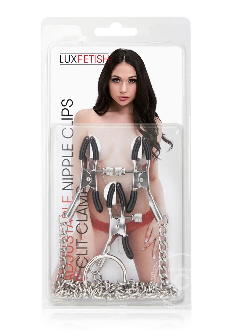 Lux Fetish Adjustable Nipple & Clitoral Clamps - Black