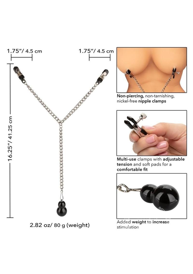 Nipple Play Weighted Dual Tier Nipple Clamps - Silver