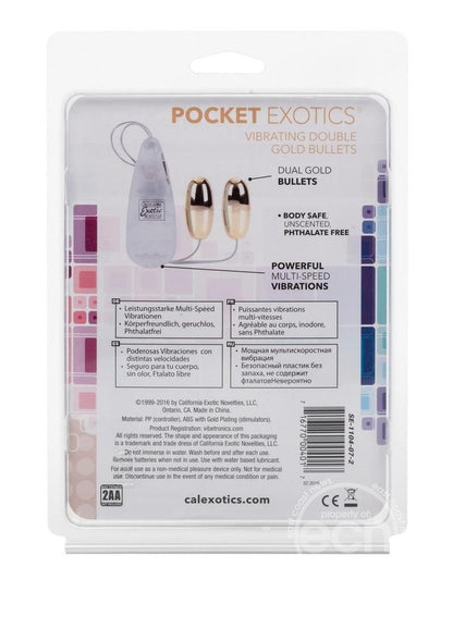 Pocket Exotics Vibrating Double Gold Bullets - Gold