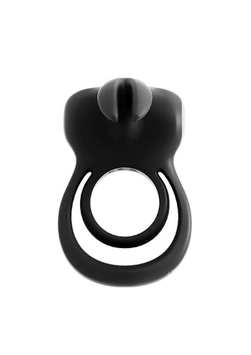 VeDO Thunder Bunny Rechargeable Silicone Dual Cock Ring - Just Black