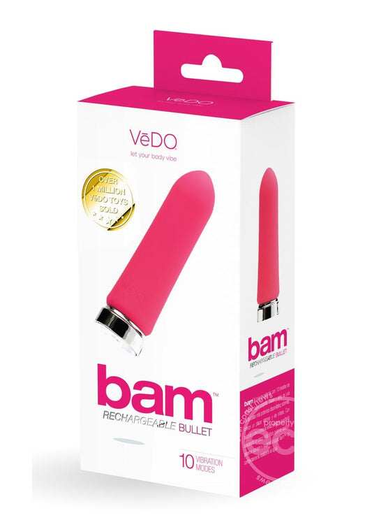 VeDO Bam Rechargeable Silicone Bullet Vibrator - Foxy Pink