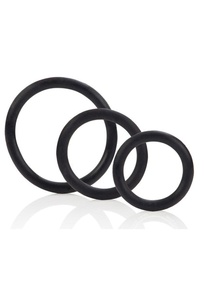 Black Rubber Cock Rings (3 Piece Set) - Black