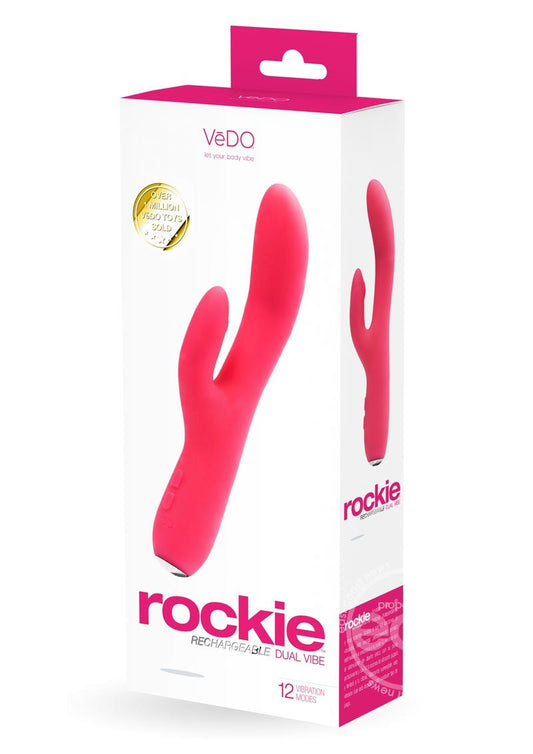 VeDO Rockie Rechargeable Silicone Dual Vibrator - Foxy Pink