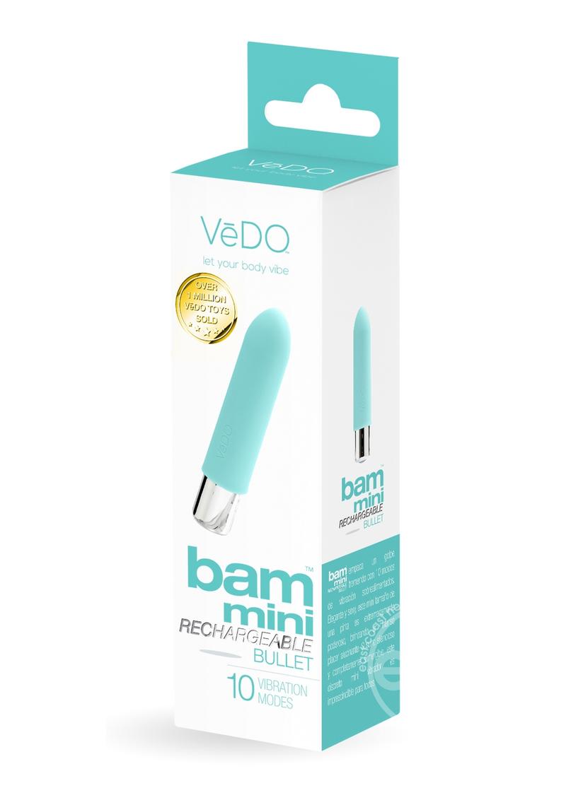 VeDO Bam Mini Rechargeable Silicone Bullet Vibrator - Tease Me Turquoise