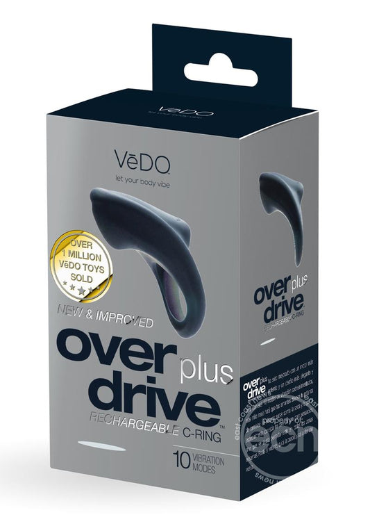 VeDO Overdrive Plus Rechargeable Vibrating Silicone Cock Ring - Just Black