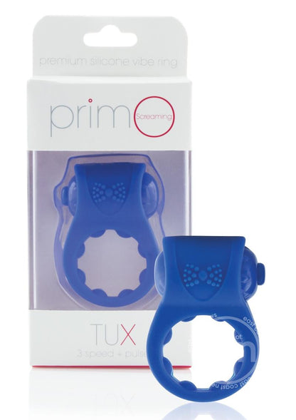 PrimO Tux Silicone Vibrating Ring - Blue