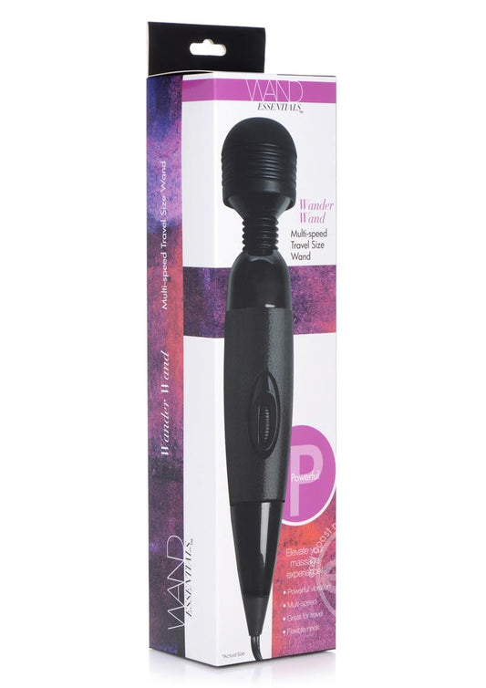 Wand Essentials Wander Wand Vibrating Multi-Speed Travel Size Wand - Black