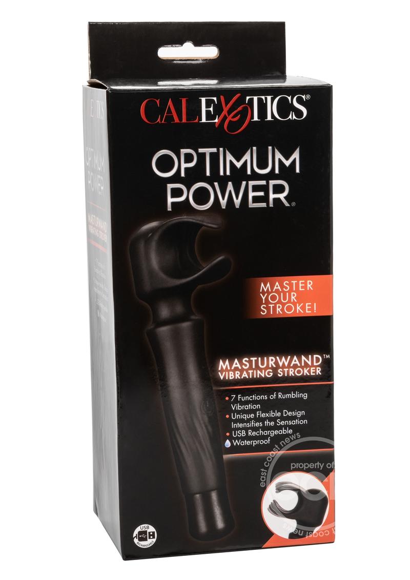 Optimum Power Masturwand Vibrating Stroker Rechargeable Masturbator - Black