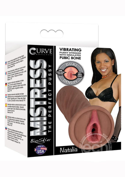 Mistress Natalia Vibrating BioSkin Dual Density Stroker - Pussy - Chocolate