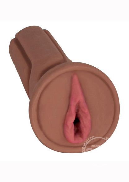 Mistress Cece Vibrating BioSkin Dual Density Stroker - Pussy - Chocolate