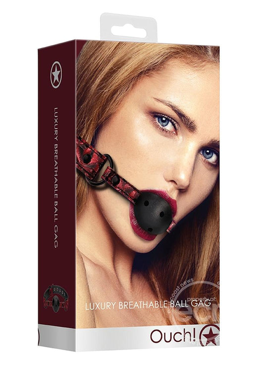 Ouch! Luxury Breathable Luxury Ball Gag - Burgundy