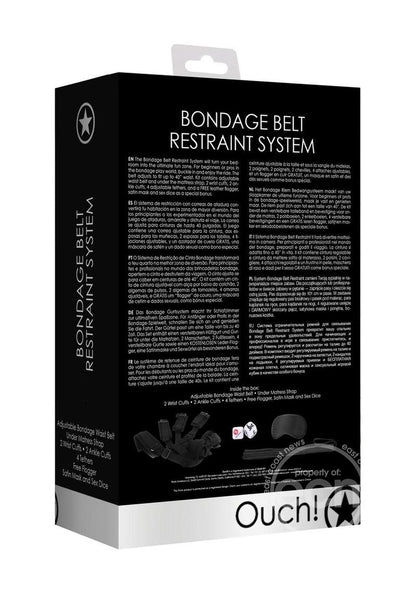 Ouch! Kits Bondage Belt Restraint System 8pc - Black