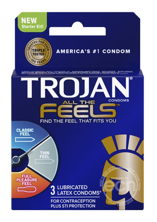 Trojan All The Feels Latex Lubricated Condoms 3 Pack