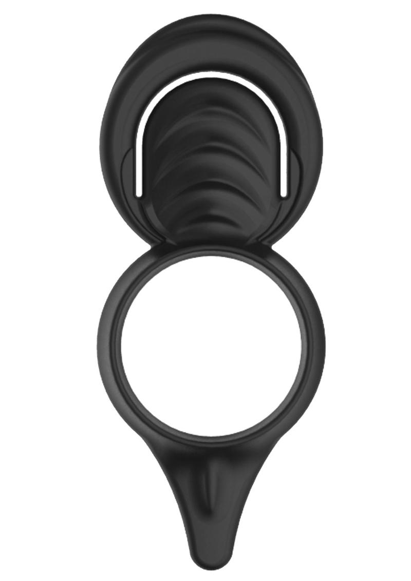 My Cockring Double Loop Silicone Cock Ring & Scrotum Cinch - Black