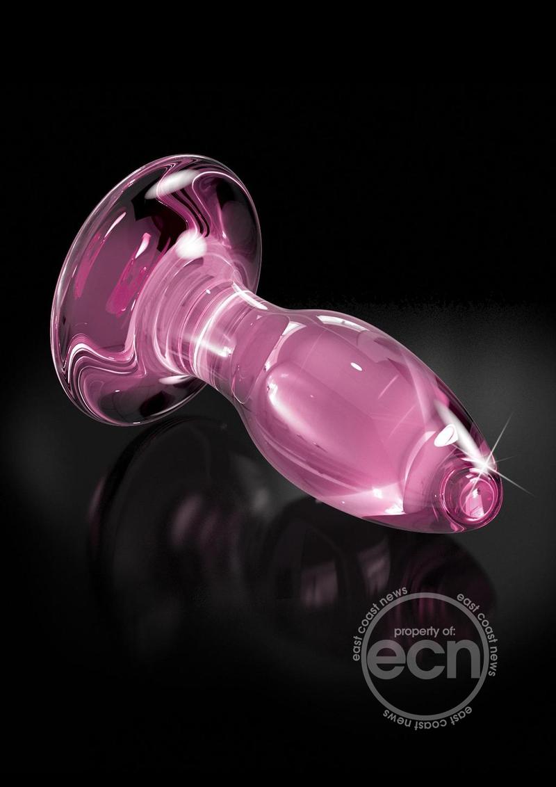 Icicles No. 90 Glass Anal Plug with Bendable Silicone Suction Cup - Pink