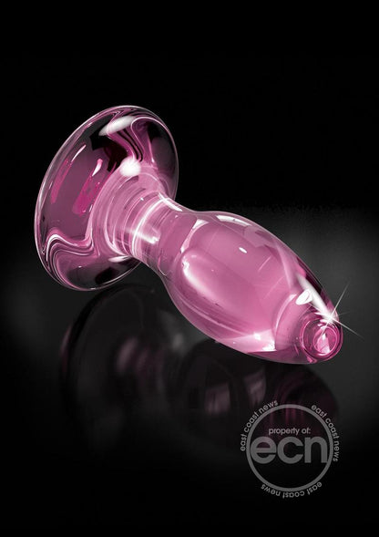 Icicles No. 90 Glass Anal Plug with Bendable Silicone Suction Cup - Pink