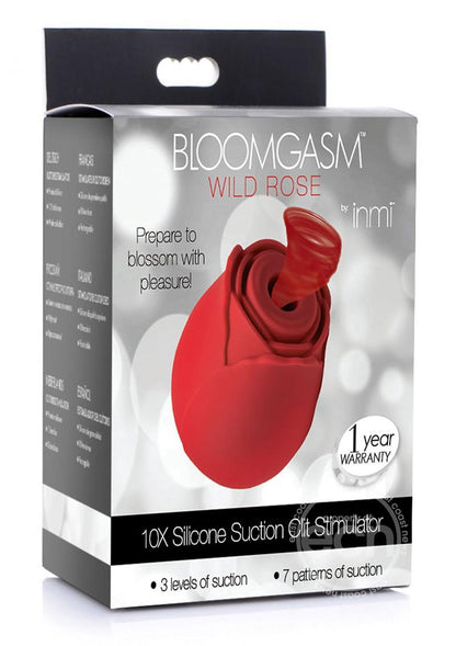 Inmi Bloomgasm Wild Rose 10x Silicone Rechargeable Clit Stimulator with Suction  - Red