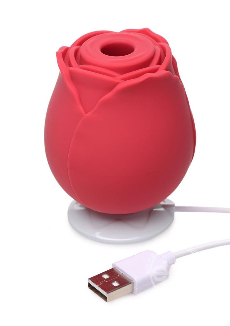 Inmi Bloomgasm Wild Rose 10x Silicone Rechargeable Clit Stimulator with Suction  - Red