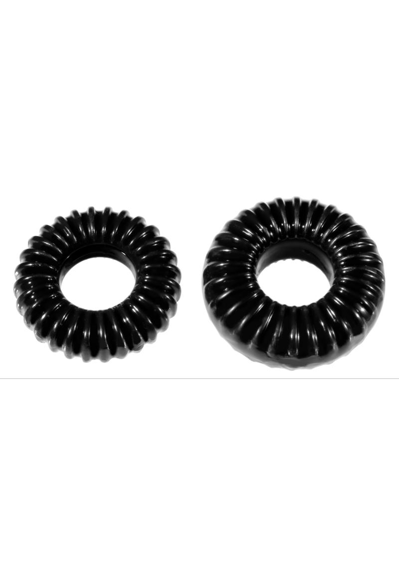 The Xplay Mixed Pack Ribbed Ring & Ribbed Ring Slim (2 Pack) - Black