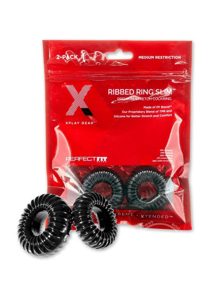 The Xplay PF Blend Premium Stretch Ribbed Ring Slim (2 pack) - Black