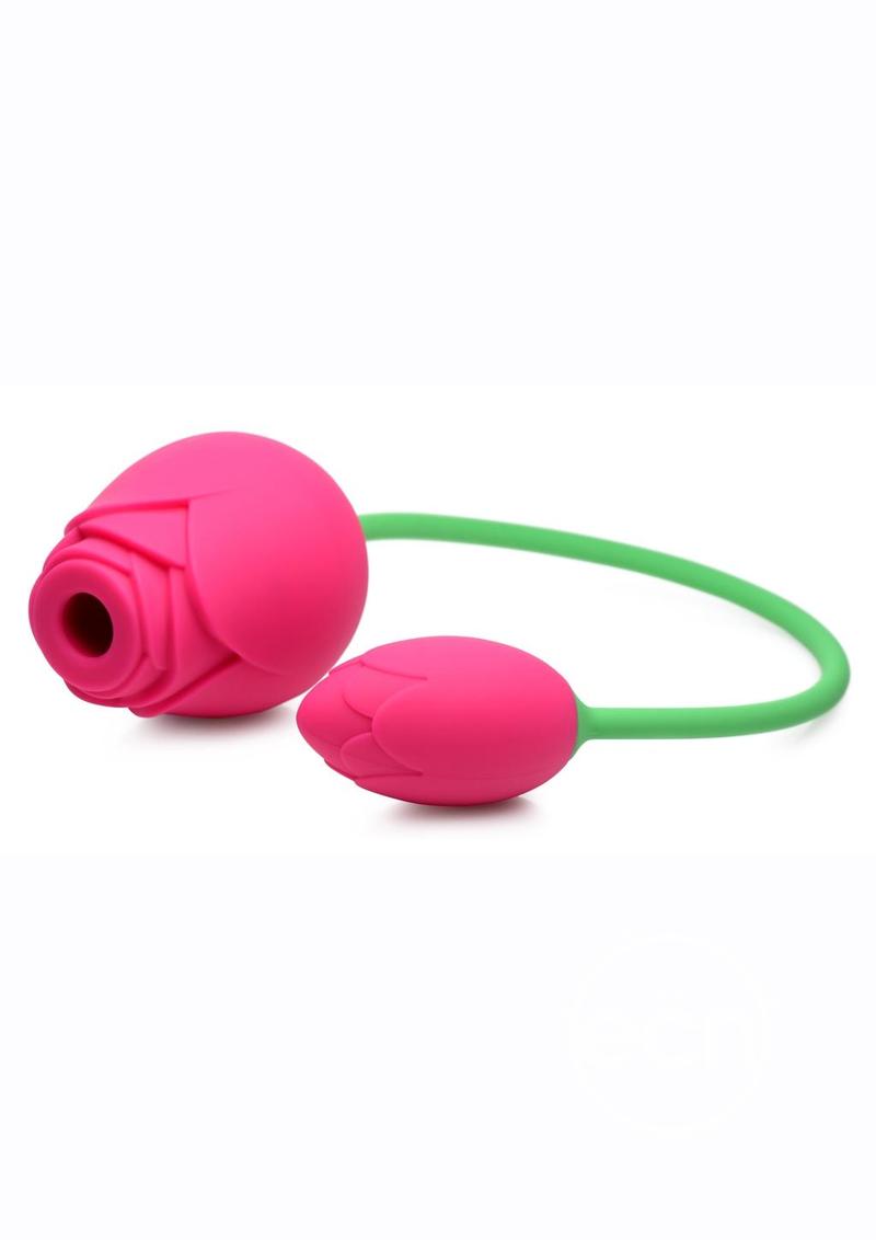 Inmi Bloomgasm Rose Duet 15x Silicone Rechargeable Vibrating & Sucking Clit Stimulator - Pink