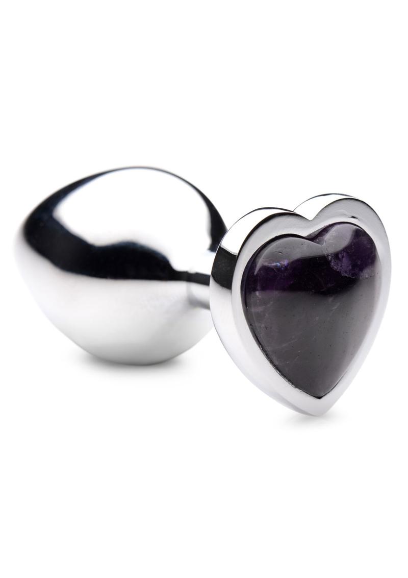 Booty Sparks Gemstones Amethyst Heart Anal Plug - Medium - Purple