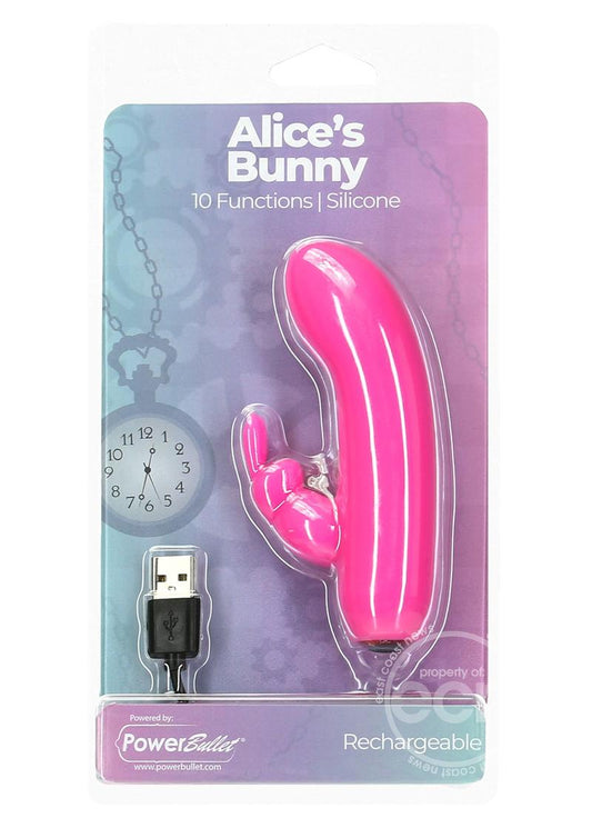 PowerBullet Alice's Bunny Silicone Rechargeable Rabbit - Pink