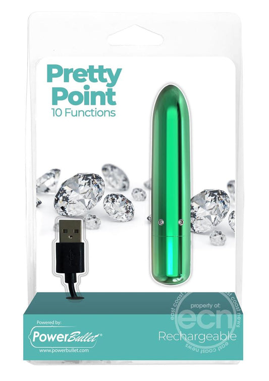 PowerBullet Pretty Point Rechargeable Bullet Vibrator - Teal