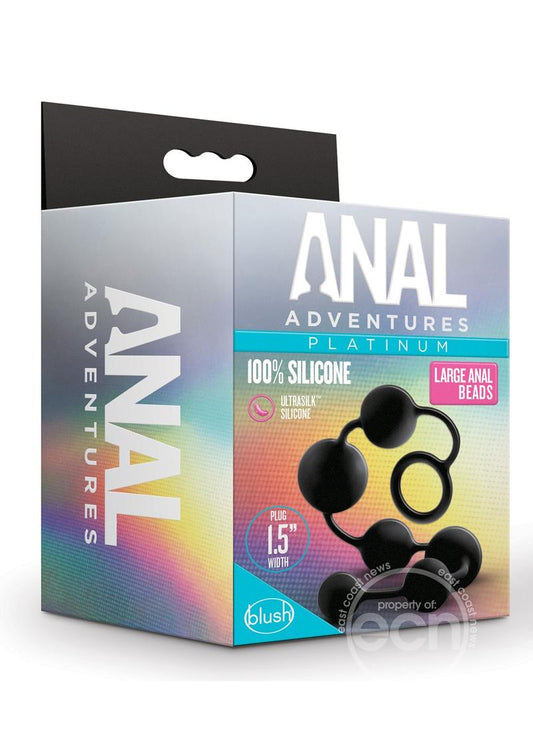 Anal Adventure Platinum Silicone Large Anal Beads - Black