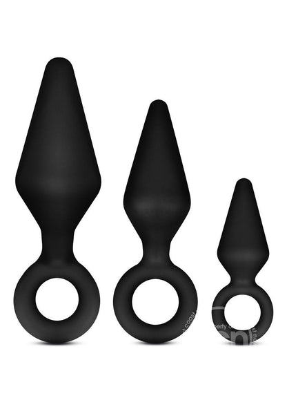 Anal Adventures Platinum Silicone Loop Plug Kit (Set of 3) - Black