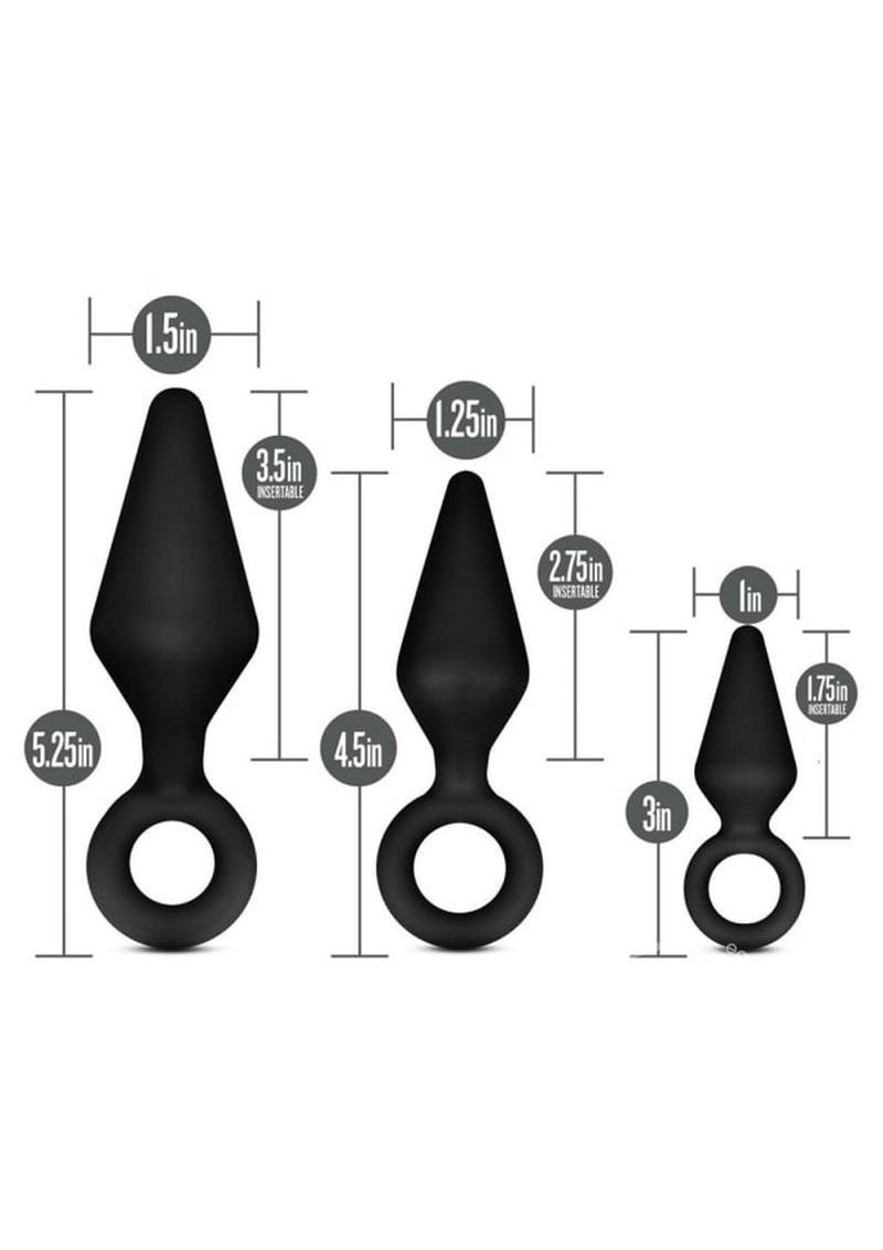 Anal Adventures Platinum Silicone Loop Plug Kit (Set of 3) - Black