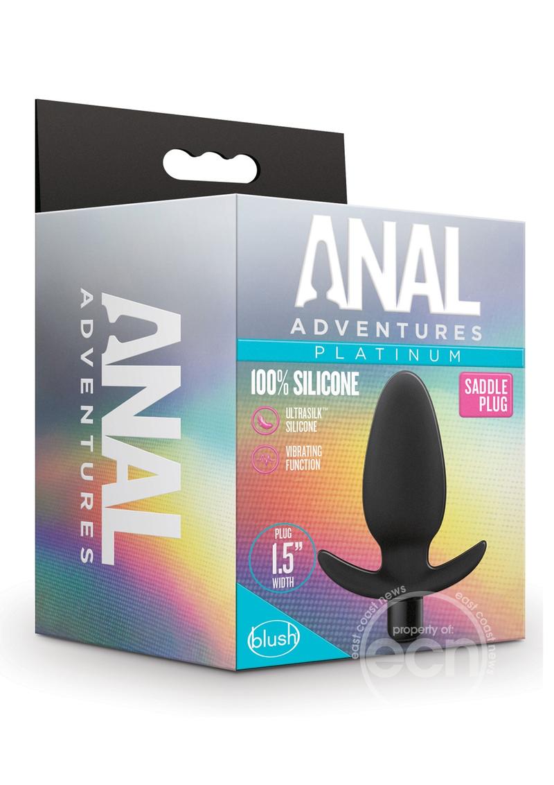 Anal Adventure Platinum Silicone Vibrating Saddle Plug - Black