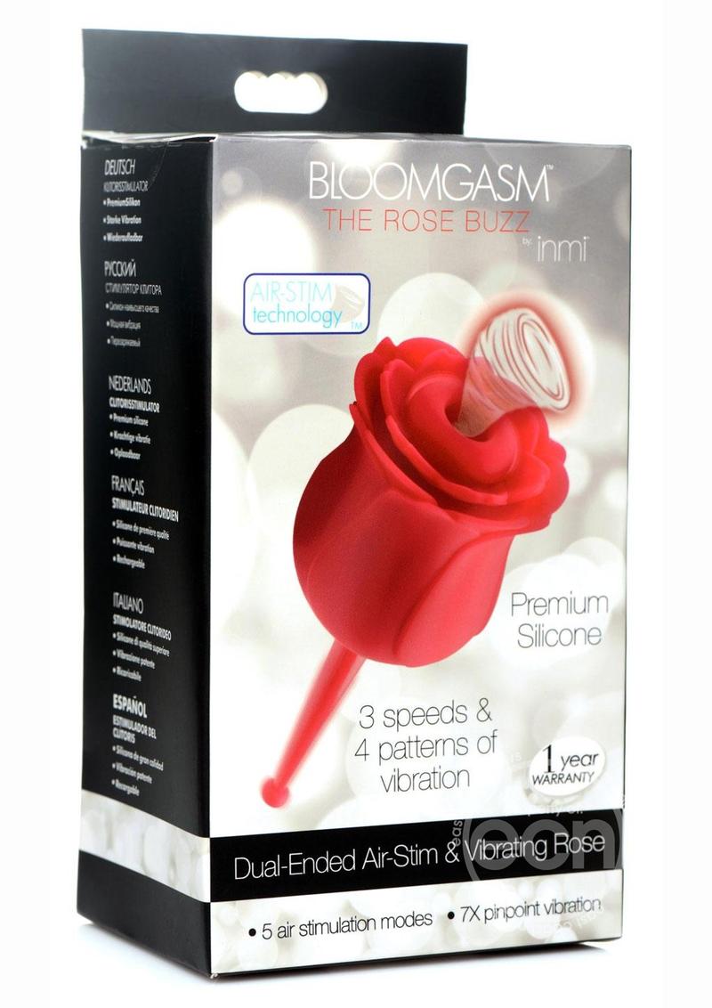 Inmi Bloomgasm Sucking & Vibrating Rose Silicone Rechargeable Clit Stimulator - Red