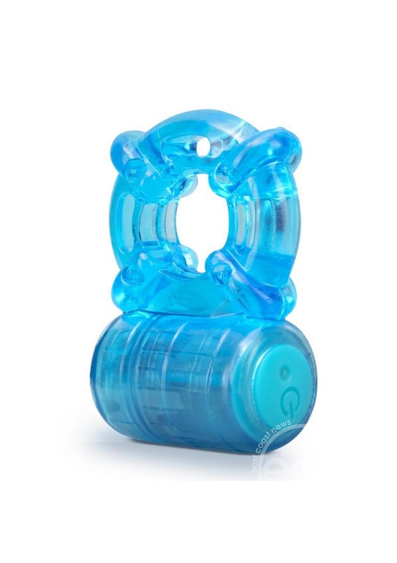 Stay Hard Rechargeable 5 Function Cock Ring - Blue