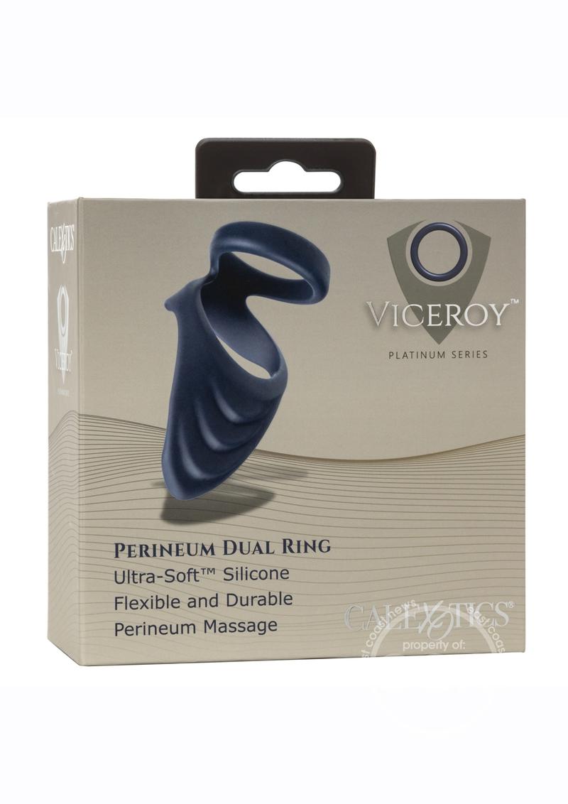 Viceroy Perineum Dual Ring Silicone Cock Ring - Blue