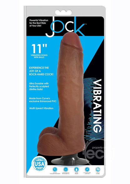 JOCK Vibrating Dildo with Balls 11in - Caramel