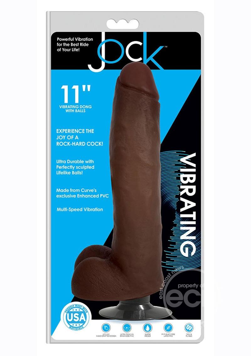 JOCK Vibrating Dildo with Balls 11in - Chocolate