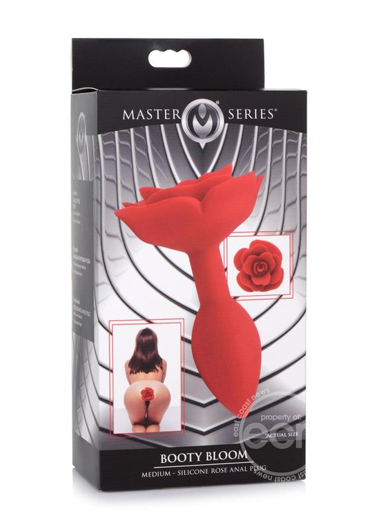 Master Series Booty Bloom Silicone Rose Anal Plug - Medium - Red