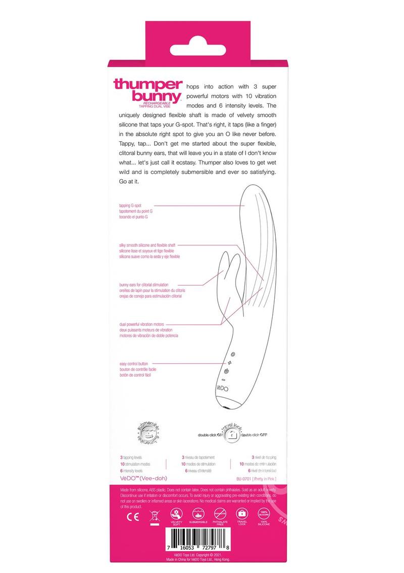 VeDO Thumper Bunny Silicone Rabbit Vibrator - Pretty In Pink