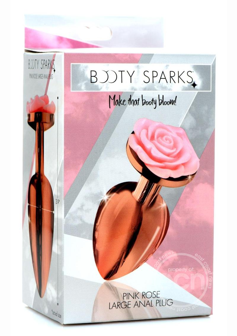 Booty Sparks Aluminum Anal Plug - Large - Pink/Rose Gold